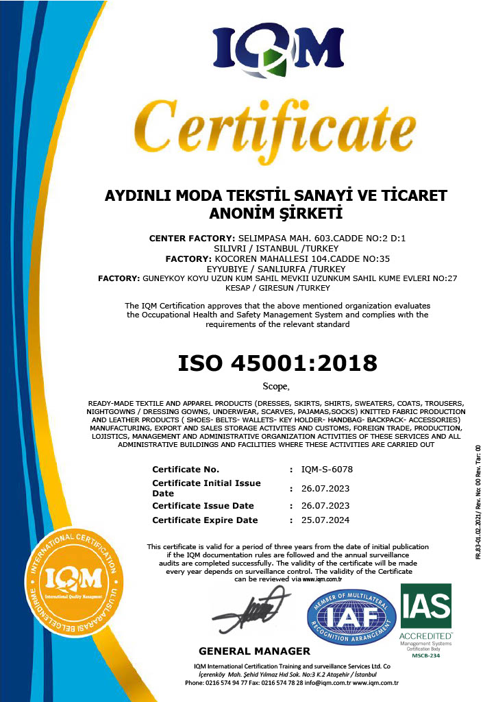 ISO 45001 System Certificate