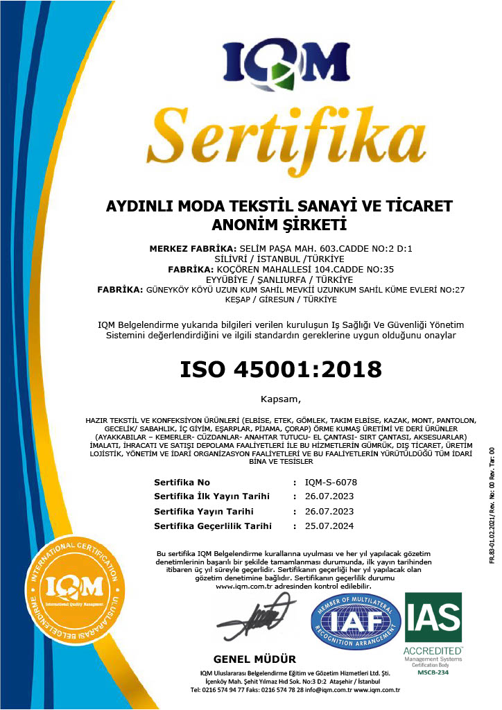 ISO 45001 Sistem Sertifikası